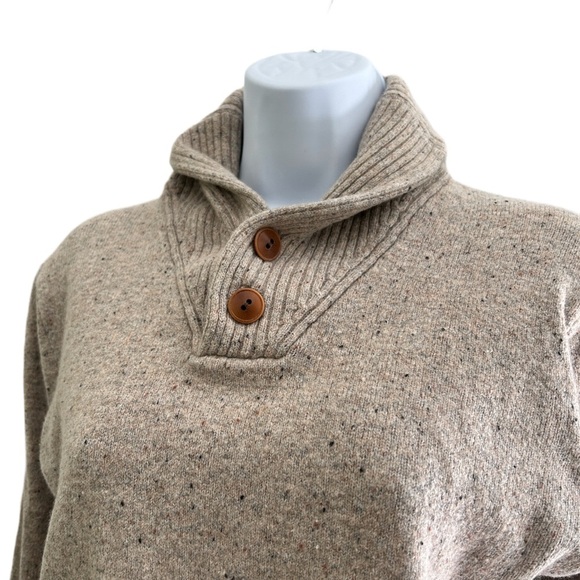 J. Crew Women’s Cozy Tan Merino Wool Sweater with Button Collar - Picture 3 of 6